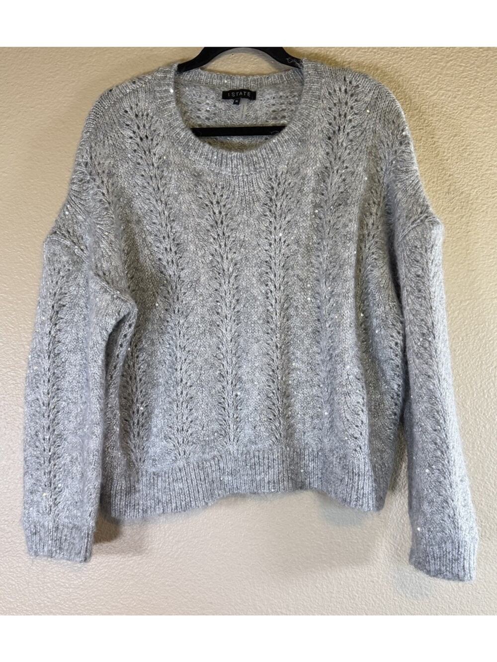 1 State Womens XL Gray Sparkle Knit Sweater